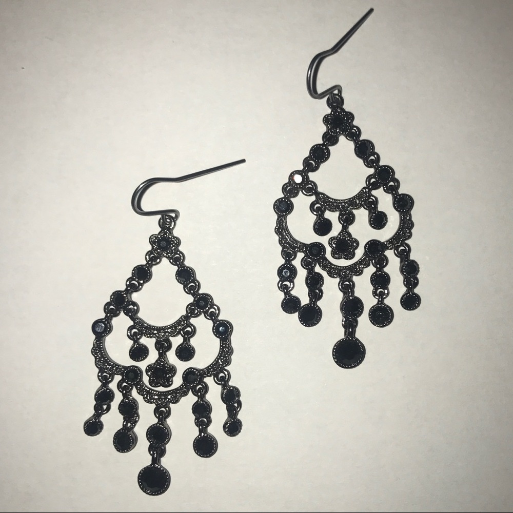 Black Chandelier Dangle Earrings
